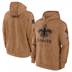 Men New Orleans Saints 2023 Brown Salute To Service Pullover Hoodie