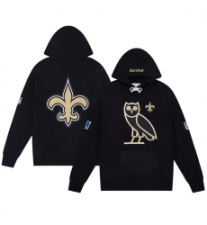 Men New Orleans Saints Black OVO Scarlet Icon Team Pullover Hoodie