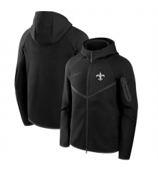 Men New Orleans Saints Black Tech Fleece Full Zip Windrunner Hoodie