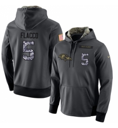 NFL Mens Nike Baltimore Ravens 5 Joe Flacco Stitched Black Anthracite Salute to Service Player Performance Hoodie