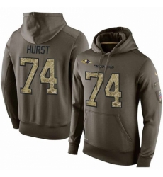 NFL Nike Baltimore Ravens 74 James Hurst Green Salute To Service Mens Pullover Hoodie