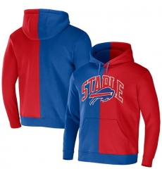 Men Buffalo Bills Royal Red Split Logo Pullover Hoodie