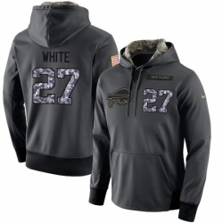 NFL Mens Nike Buffalo Bills 27 TreDavious White Stitched Black Anthracite Salute to Service Player Performance Hoodie