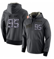 NFL Mens Nike Buffalo Bills 95 Kyle Williams Stitched Black Anthracite Salute to Service Player Performance Hoodie