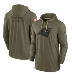 Men Carolina Panthers 2022 Olive Salute To Service Tonal Pullover Hoodie