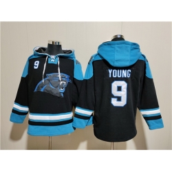 Men Carolina Panthers 9 Bryce Young Black Ageless Must Have Lace Up Pullover Hoodie