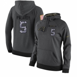 NFL Womens Nike Carolina Panthers 5 Michael Palardy Stitched Black Anthracite Salute to Service Player Performance Hoodie