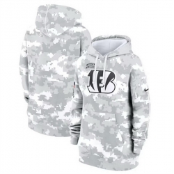 Women Cincinnati Bengals 2024 Arctic Camo Salute To Service Club Fleece Pullover Hoodie