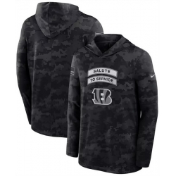 Men Cincinnati Bengals Black 2026 Salute to Service Sideline Lightweight Hoodie Dri FIT Long Sleeve Top