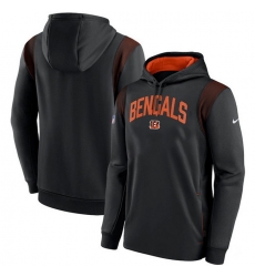 Men Cincinnati Bengals Black Sideline Stack Performance Pullover Hoodie 001