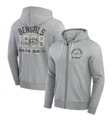 Men Cincinnati Bengals Heather Gray Vintage Stripe Full Zip Hoodie Men Cincinnati Bengals Heather Gray Vintage Stripe Full Zip Hoodie