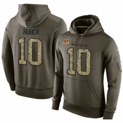 NFL Nike Cincinnati Bengals 10 Kevin Huber Green Salute To Service Mens Pullover Hoodie