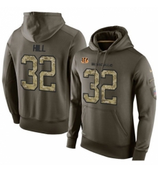 NFL Nike Cincinnati Bengals 32 Jeremy Hill Green Salute To Service Mens Pullover Hoodie