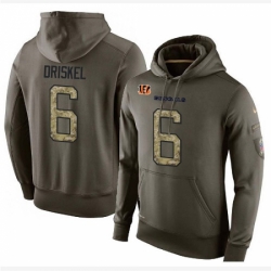 NFL Nike Cincinnati Bengals 6 Jeff Driskel Green Salute To Service Mens Pullover Hoodie