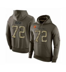 Football Mens Cleveland Browns 72 Eric Kush Green Salute To Service Pullover Hoodie