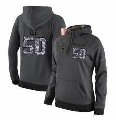 NFL Womens Nike Dallas Cowboys 50 Sean Lee Stitched Black Anthracite Salute to Service Player Performance Hoodie