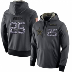 NFL Mens Nike Dallas Cowboys 25 Xavier Woods Stitched Black Anthracite Salute to Service Player Performance Hoodie