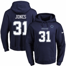 NFL Mens Nike Dallas Cowboys 31 Byron Jones Navy Blue Name Number Pullover Hoodie