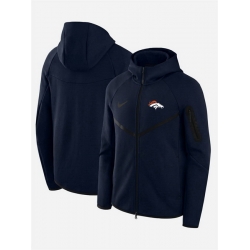 Men Denver Broncos Navy Tech Fleece Full Zip Windrunner Hoodie
