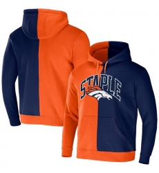 Men Denver Broncos Orange Navy Split Logo Pullover Hoodie