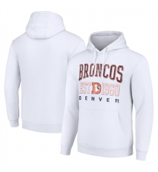 Men Denver Broncos White Throwback Logo Pullover Hoodie