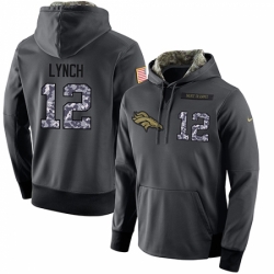 NFL Mens Nike Denver Broncos 12 Paxton Lynch Stitched Black Anthracite Salute to Service Player Performance Hoodie