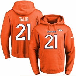 NFL Mens Nike Denver Broncos 21 Aqib Talib Orange Name Number Pullover Hoodie