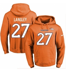 NFL Mens Nike Denver Broncos 27 Brendan Langley Orange Name Number Pullover Hoodie