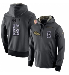 NFL Mens Nike Denver Broncos 6 Chad Kelly Stitched Black Anthracite Salute to Service Player Performance Hoodie