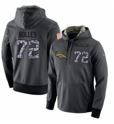 NFL Mens Nike Denver Broncos 72 Garett Bolles Stitched Black Anthracite Salute to Service Player Performance Hoodie