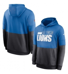 Men Detroit Lions Nike Sideline Impact Lockup Performance Pullover Hoodie Blue Charcoal