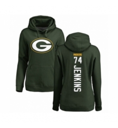 Football Womens Green Bay Packers 74 Elgton Jenkins Green Backer Hoodie