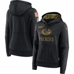 Women Green Bay Green Bay Green Bay Green Bay Packers Nike 2020 Salute to Service Performance Pullover Hoodie Black
