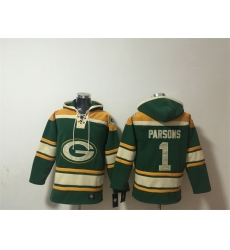 Men Green Bay Packers 1 Micah Parsons Green Lace Up Pullover Hoodie