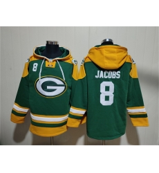 Men Green Bay Packers 8 Josh Jacobs Green Lace Up Pullover Hoodie