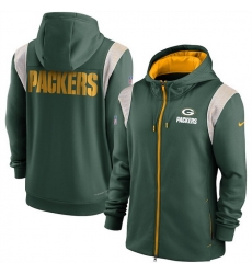 Men Green Bay Packers Green Zipper Hoodie