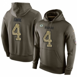 NFL Nike Green Bay Packers 4 Brett Favre Green Salute To Service Mens Pullover Hoodie