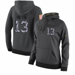 NFL Womens Nike Indianapolis Colts 13 TY Hilton Stitched Black Anthracite Salute to Service Player Performance Hoodie