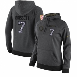 NFL Womens Nike Indianapolis Colts 7 Jacoby Brissett Stitched Black Anthracite Salute to Service Player Performance Hoodie