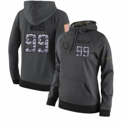 NFL Womens Nike Indianapolis Colts 99 Al Woods Stitched Black Anthracite Salute to Service Player Performance Hoodie
