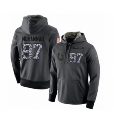 Football Mens Indianapolis Colts 97 Al Quadin Muhammad Stitched Black Anthracite Salute to Service Player Performance Hoodie