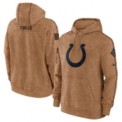 Men Indianapolis Colts 2023 Brown Salute To Service Pullover Hoodie