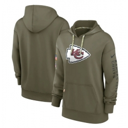 Women Kansas City Chiefs 2022 Olive Salute To Service Therma Performance Pullover Hoodie
