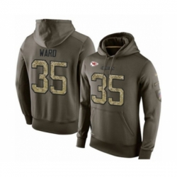 Football Mens Kansas City Chiefs 35 Charvarius Ward Green Salute To Service Pullover Hoodie