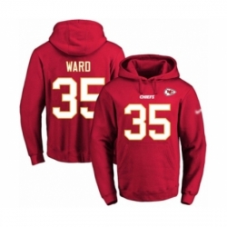 Football Mens Kansas City Chiefs 35 Charvarius Ward Red Name Number Pullover Hoodie