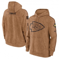 Men Kansas City Chiefs 2023 Brown Salute To Service Pullover Hoodie