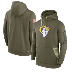 Men Los Angeles Rams 2022 Olive Salute To Service Therma Performance Pullover Hoodie