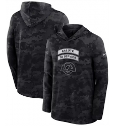 Men Los Angeles Rams Black 2026 Salute to Service Sideline Lightweight Hoodie Dri FIT Long Sleeve Top