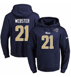 NFL Mens Nike Los Angeles Rams 21 Kayvon Webster Navy Blue Name Number Pullover Hoodie