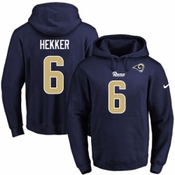 NFL Mens Nike Los Angeles Rams 6 Johnny Hekker Navy Blue Name Number Pullover Hoodie